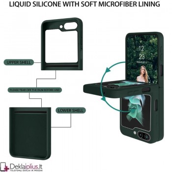 Plastikinis dėklas su žiedu ir kameros apsauga - žalias (Samsung Z Flip 6/Z Flip 7 Fe)